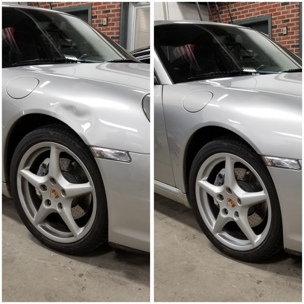 paintless dent repair Porsche before and after